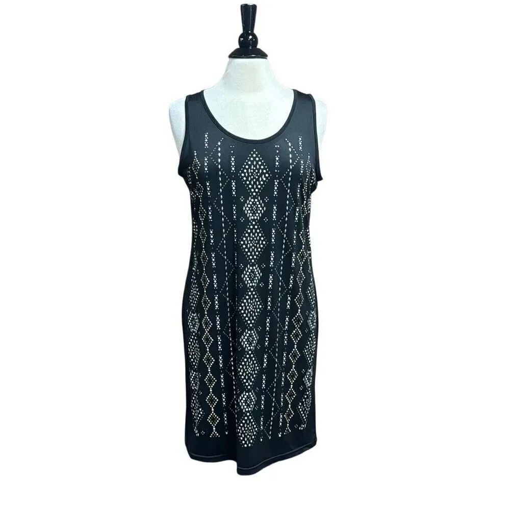 Anne French Women’s Black Jeweled Tank Dress Size Lg NEW